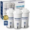 WAMERY Certified Alkaline Water Filter Replacement Fits Brita and Wamery Pitcher Cartridges 3-Pack, Increases Water pH.
