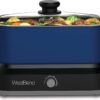 West Bend 87905B Slow Cooker Large Capacity Non-stick Variable Temperature Control Includes Travel Lid and Thermal Carrying Case, 5-Quart, Blue