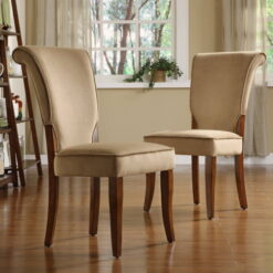 Weston Home Alamosa Velvet Parson Chairs - Set of 2, Peat