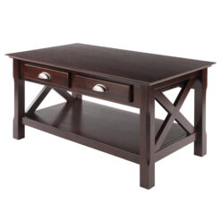 Winsome Wood Xola X Panel Coffee Table with Drawers, Cappuccino