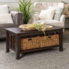Woven Paths Traditional Storage Coffee Table with Bins, Espresso