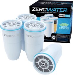 ZeroWater Official Replacement Filter - 5-Stage Filter Replacement 0 TDS for Improved Tap Water Taste - NSF Certified to Reduce Lead, Chromium, and PFOA/PFOS, 4-Pack