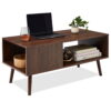 Best Choice Products Wooden Mid-Century Modern Coffee Accent Table Furniture w/ Open Storage Shelf - Walnut