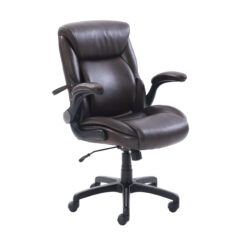 Serta Air Lumbar Bonded Leather Manager Office Chair, Brown Faux Leather, Brown II