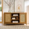 Better Homes & Gardens Springwood Cane TV Stand for TV's up to 65", Light Honey Finish