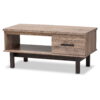 Baxton Studio Arend Modern and Contemporary Two-Tone Oak Brown and Black Wood 1-Drawer Coffee Table