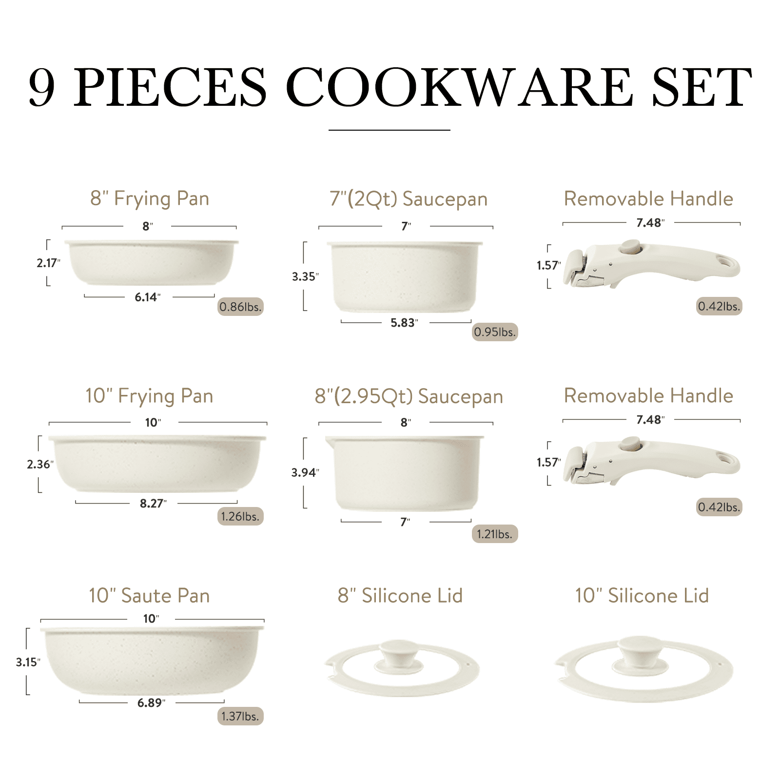 Carote Nonstick Cookware Set with Detachable Handle $29.99 (Retail $99.99)