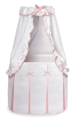 Badger Basket Majesty Baby Bassinet with Canopy - White/Pink Bedding
