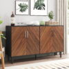 Catrimown Sideboard Buffet Cabinet, Mid-Century Modern White Sideboard Storage Cabinet, Credenzas and Sideboard for Living Room, Black