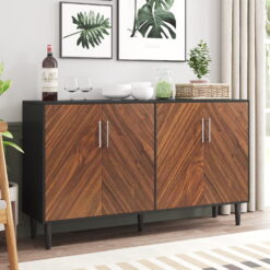 Catrimown Sideboard Buffet Cabinet, Mid-Century Modern White Sideboard Storage Cabinet, Credenzas and Sideboard for Living Room, Black