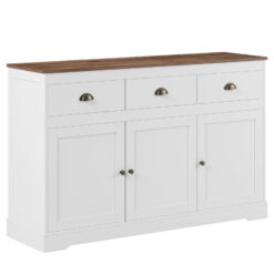 Homfa Sideboard Storage Cabinet with 3 Drawers & 3 Doors, 53.54'' Wide Buffet Cabinet for Dining Room, White