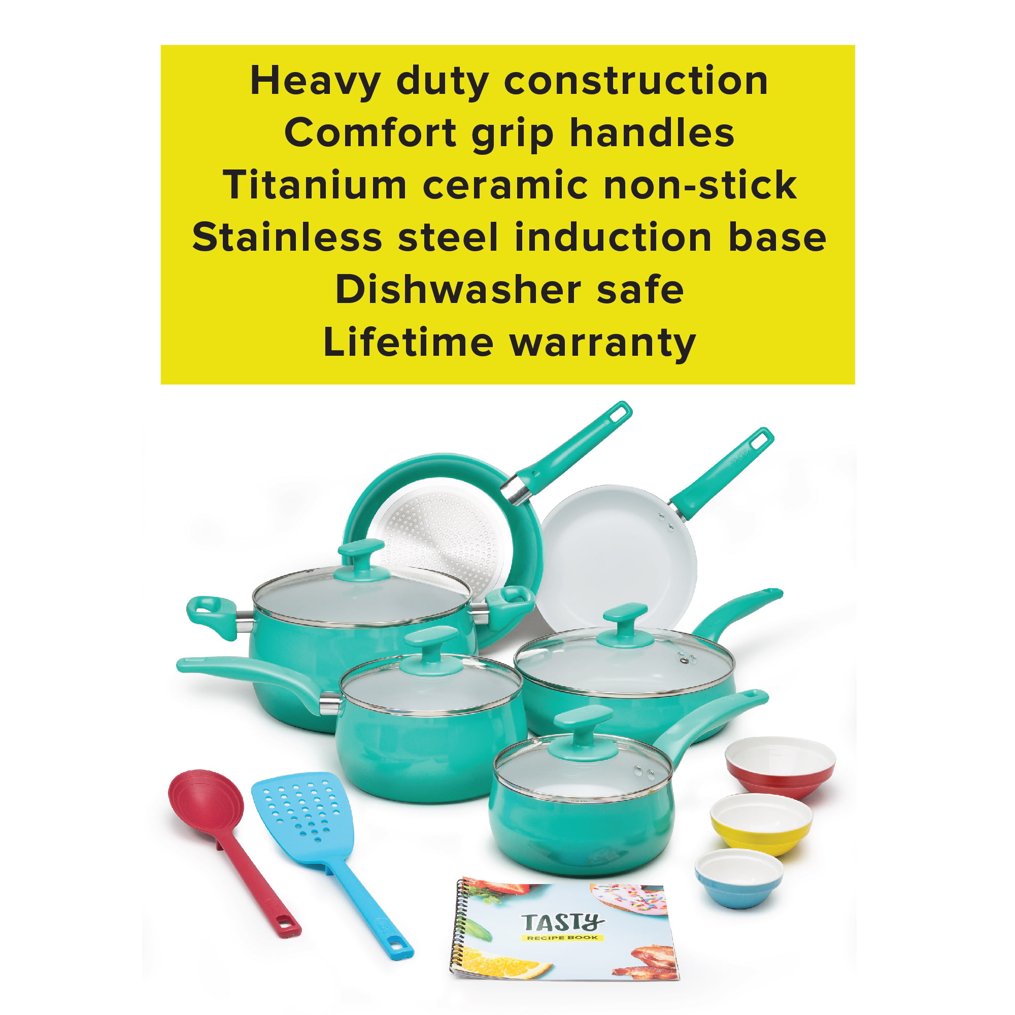 18-Piece Ceramic Non-Stick Cookware Set, Dishwasher Safe