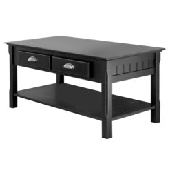Winsome Wood Timber Coffee Table with Two Drawers, Black Finish
