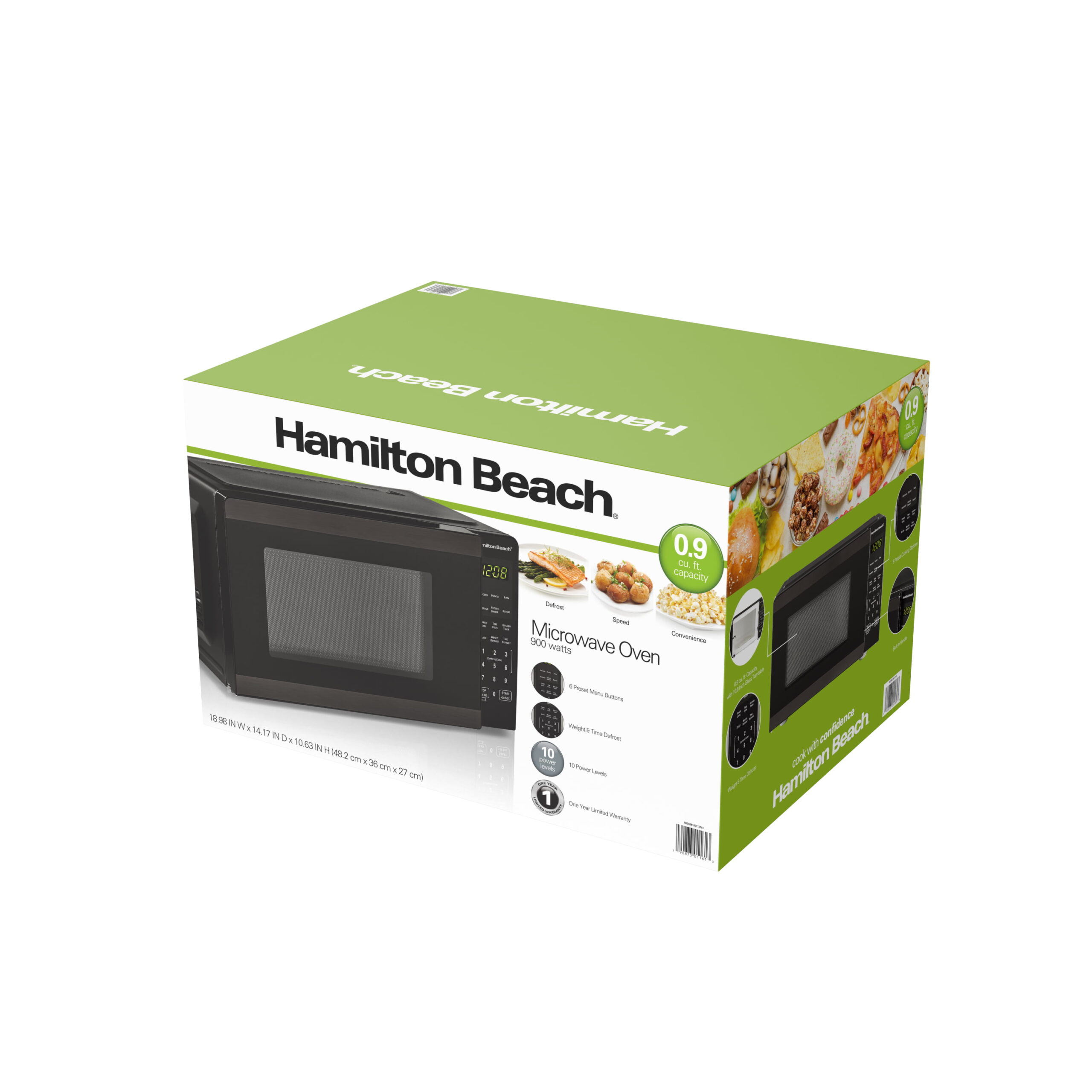 Hamilton Beach 1.6 Cu.ft Black Stainless Steel Microwave Oven NEW