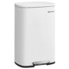 SONGMICS Kitchen Trash Can 13 Gallon (50L) Stainless Steel Garbage Can Pedal Rubbish Bin Recycling or Waste Bin Soft Close Removable Inner Bucket White