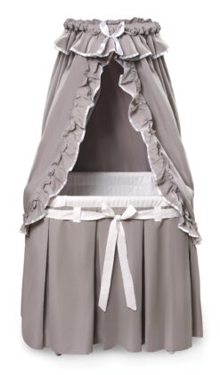 Badger Basket Majesty Baby Bassinet with Canopy - Gray and White Bedding