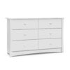 Storkcraft Crescent 6 Drawer Modern Double Dresser White