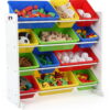 Tot Tutors Summit Kids Toy Storage Organizer with 12 Bins, Red/Blue/Green