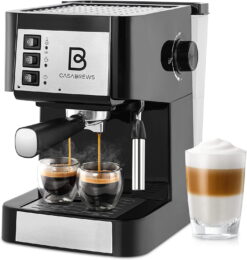 Casabrews 20 Bar Espresso Machine Coffee Maker W/ 50 oz Water Tank and Milk Frother Wand, Black