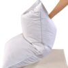 2 Pack White Goose Feather Bed Pillow - Soft 600 Thread Count 100% Cotton, Medium Firm,Soft Support Surround Fill Polyester King Size,White Solid