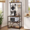 SUGIFT 4-Tier Bakers Rack Kitchen Storage Shelf Microwave Oven Stand with 10 Hooks