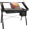 Increkid Adjustable Drafting Table Glass Tabletop Art Drawing Craft Desk