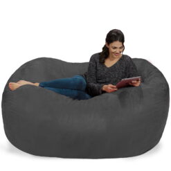  SLACKER sack 6-Feet Extra Large Foam Microsuede Beanbag  Lounger, Charcoal : Home & Kitchen