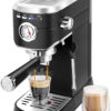 Casabrews 20 Bar Espresso Machine with Milk Frother Steam Wand, Professional Cappuccino Machine, Stainless Steel, Black