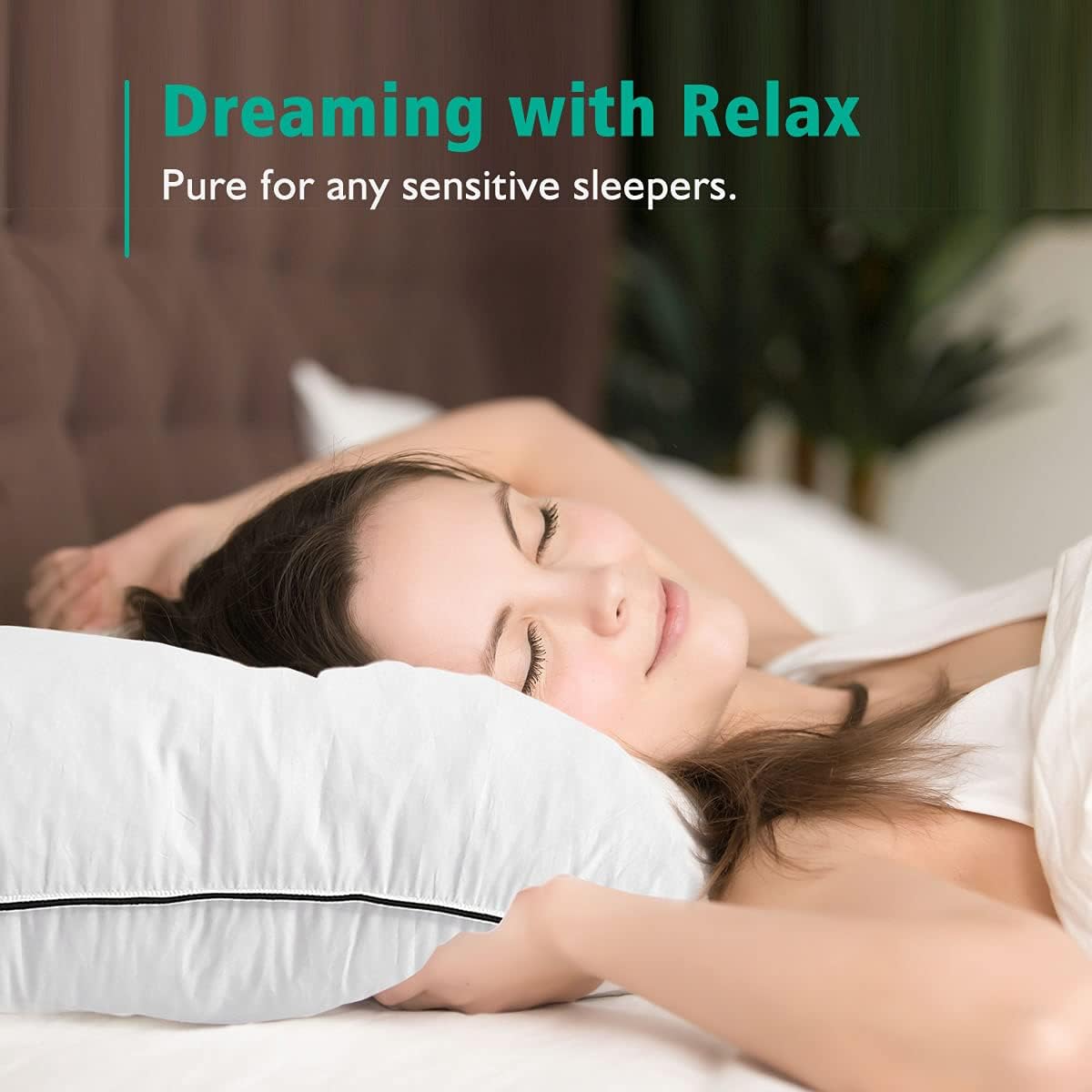 APSMILE Goose Feather Down Pillows -Set of 2 Soft Bed Pillows for Sleeping 100% Organic Cotton Queen Size Hotel-Quality Pillows Insert for Stomach Back Sleepers3