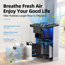 AROEVE Air Purifiers for Bedroom HEPA Air Purifier With Aromatherapy Function For Pet Smoke Pollen Dander Hair Smell 20dB Air Cleaner For Bedroom Office Living Room Kitchen, MK06- White