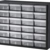 Akro-Mils 24 Cabinet 10724, Plastic Parts Storage Hardware and Craft Cabinet, (20-Inch W x 6-Inch D x 16-Inch H), Black