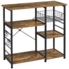 Alden Design 4-tire Vintage Kitchen Baker's Rack Shelf, Rustic Brown and Metal