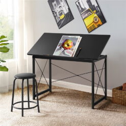 Alden Design Drafting Table with Adjustable Tabletop, Black