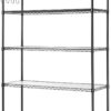 Alera 5-Shelf Wire Shelving Kit with Casters and Shelf Liners, 48w x 18d x 72h, Black Anthracite