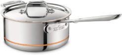 All-Clad Copper Core 5-Ply Stainless Steel Saucepan with Lid 3 Quart Induction Oven Broil Safe 600F Pots and Pans, Cookware