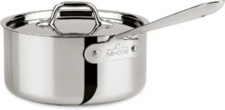 All-Clad D3 3-Ply Stainless Steel Sauce Pan with Lid 3 Quart Induction Oven Broil Safe 600F Pots and Pans, Cookware,Silver