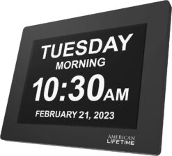 American Lifetime New 2023 Dementia Clock Large Digital Clock for Seniors, Digital Clock Large Display with Custom Alarms