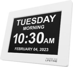 American Lifetime 【New 2023】 Dementia Clock Large Digital Clock for Seniors, Digital Clock Large Display with Custom Alarms