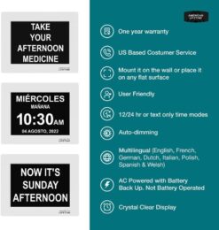 American Lifetime 【New 2023】 Dementia Clock Large Digital Clock for Seniors, Digital Clock Large Display with Custom Alarms