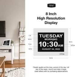 American Lifetime 【New 2023】 Dementia Clock Large Digital Clock for Seniors, Digital Clock Large Display with Custom Alarms