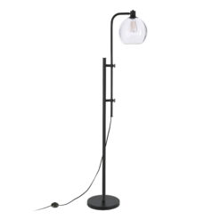 Antho Height-Adjustable Floor Lamp with Glass Shade in Blackened Bronze/Seeded Floor Lamp Blackened Bronze/Seeded 68
