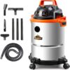 Armor All VO408S 0901 4 Gallon Wet/Dry Vac 3.0 Peak HP Shop Vacuum with 3 Nozzles and 1 Brush, Stainless Steel Tank, Orange