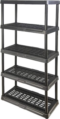 BLACK+DECKER 5-Tier Heavy Duty Ventilated Storage Shelf, 150lbs/Shelf (71”H x 36”W x 18”D), Plastic Shelving Unit