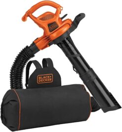 BLACK+DECKER Electric Leaf Blower, Leaf Vacuum and Mulcher 3 in 1, 250 mph Airflow, 400 cfm Delivery Power, Reusable Bag Included, Corded (BEBL7000)