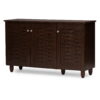 Winda Modern and 3-Door Dark Brown Wooden Entryway Shoes Storage Cabinet