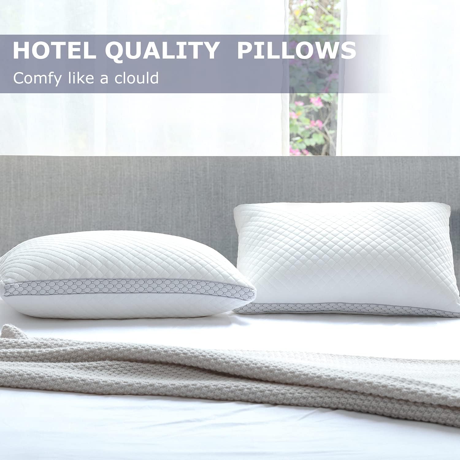 Pillows King Size Set of 2, Luxury Soft King Size Pillows, Hotel Collection  Bed Pillows for Sleeping, Down Alternative Filling Breathable Pillow, Gel