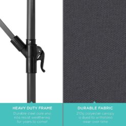 Best Choice Products 10ft Solar LED Offset Hanging Market Patio Umbrella for Backyard, Poolside, Lawn and Garden wEasy Tilt Adjustment, Polyester Shade, 8 Ribs - Gray