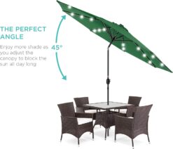 Best Choice Products 10ft Solar Powered Aluminum Polyester LED Lighted Patio Umbrella wTilt Adjustment and UV-Resistant Fabric - Green