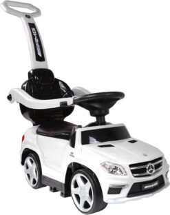 Best Ride-On Cars Baby Toddler 4-in-1 Mercedes Push Car Stroller w/ Led Lights for Ages 1-3, White
