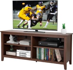 BestMassage Wood TV Stand TV Stand Fits 32-65 Inch Flat Screen TV Cabinet with 4-Shelf Storage Rolling Entertainment Center